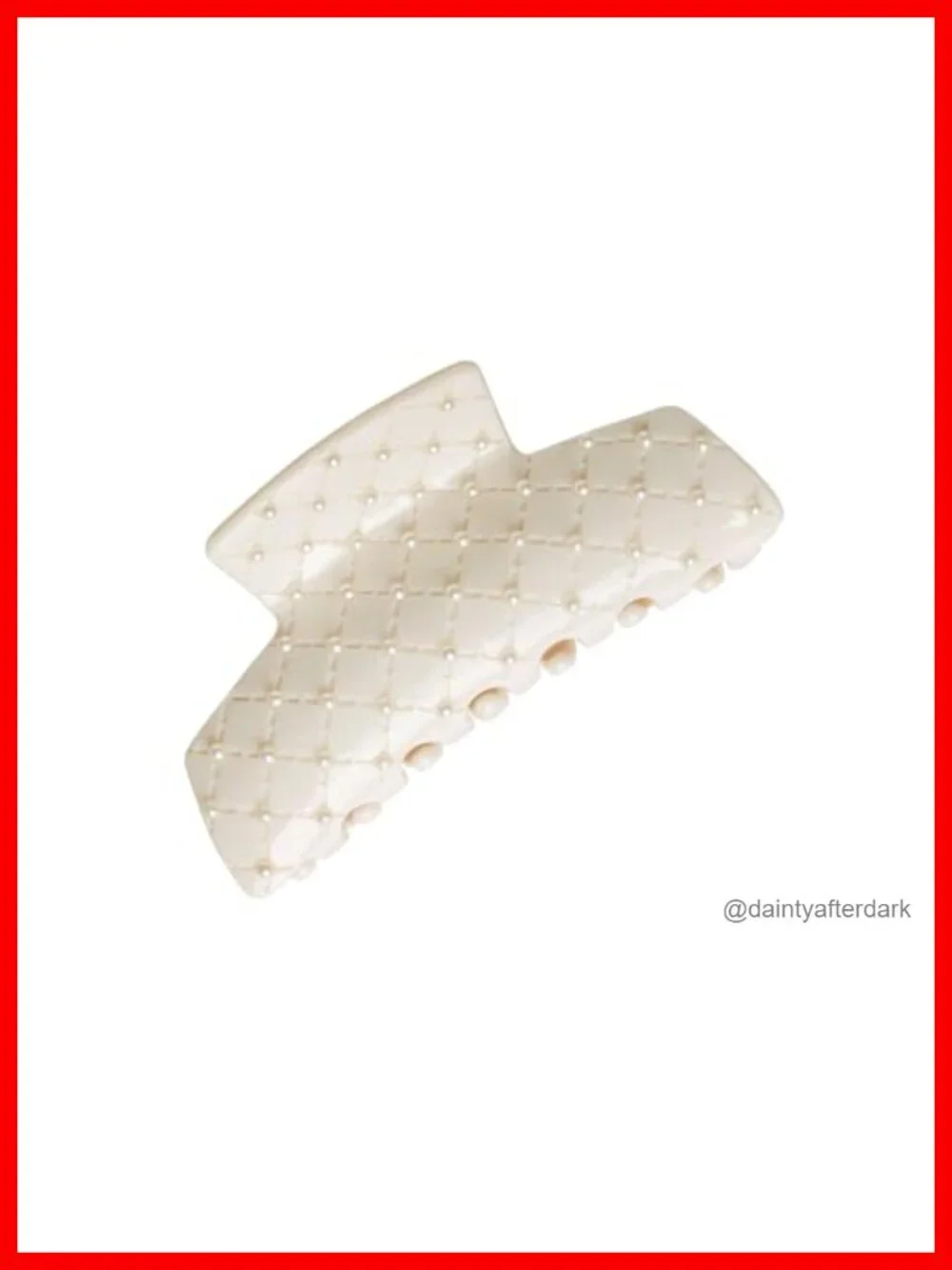 Rectangular Claw Clip with Pearl Beads, Secure Grip for Thin to Medium Hair